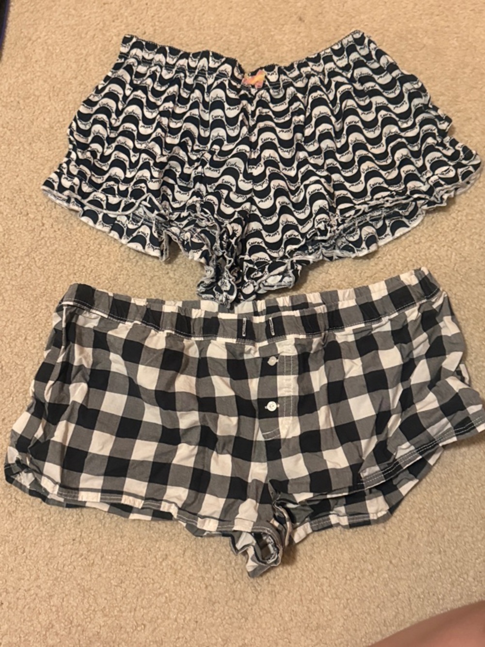Victoria's Secret Black & White Patterned Lounge Shorts Duo
